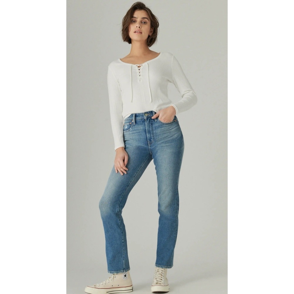 Lucky Brand High Rise Zoe Straight Blue Denim Medium Wash Size 10/30R